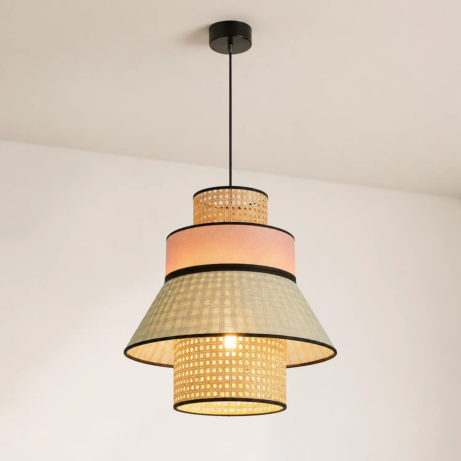 Ritta Rattan Pendelleuchte, 2 Stil, ∅40/50cm - Lumpaz