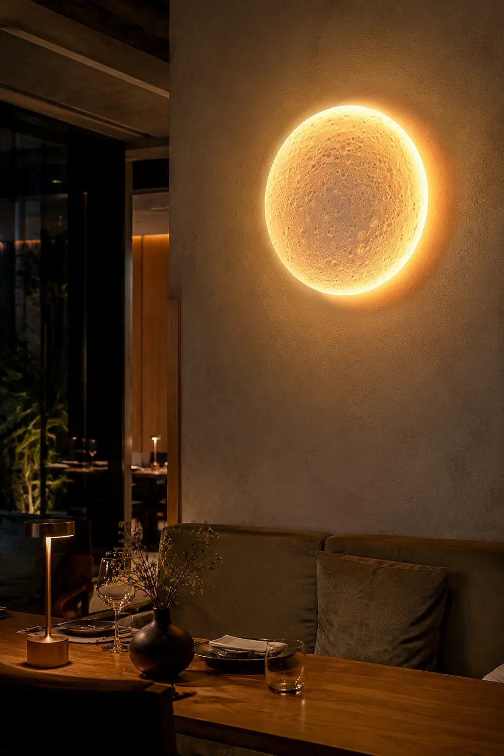 Elif Mond Wandmalerei Lampe Fernbedienung Dimmbar, 2 Stil - Lumpaz