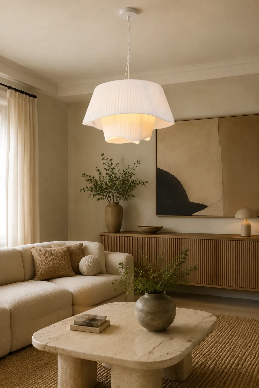 Renée Pendelleuchte 3 Farbtemperatur änderbar, Stoff, ∅50/60cm - Lumpaz