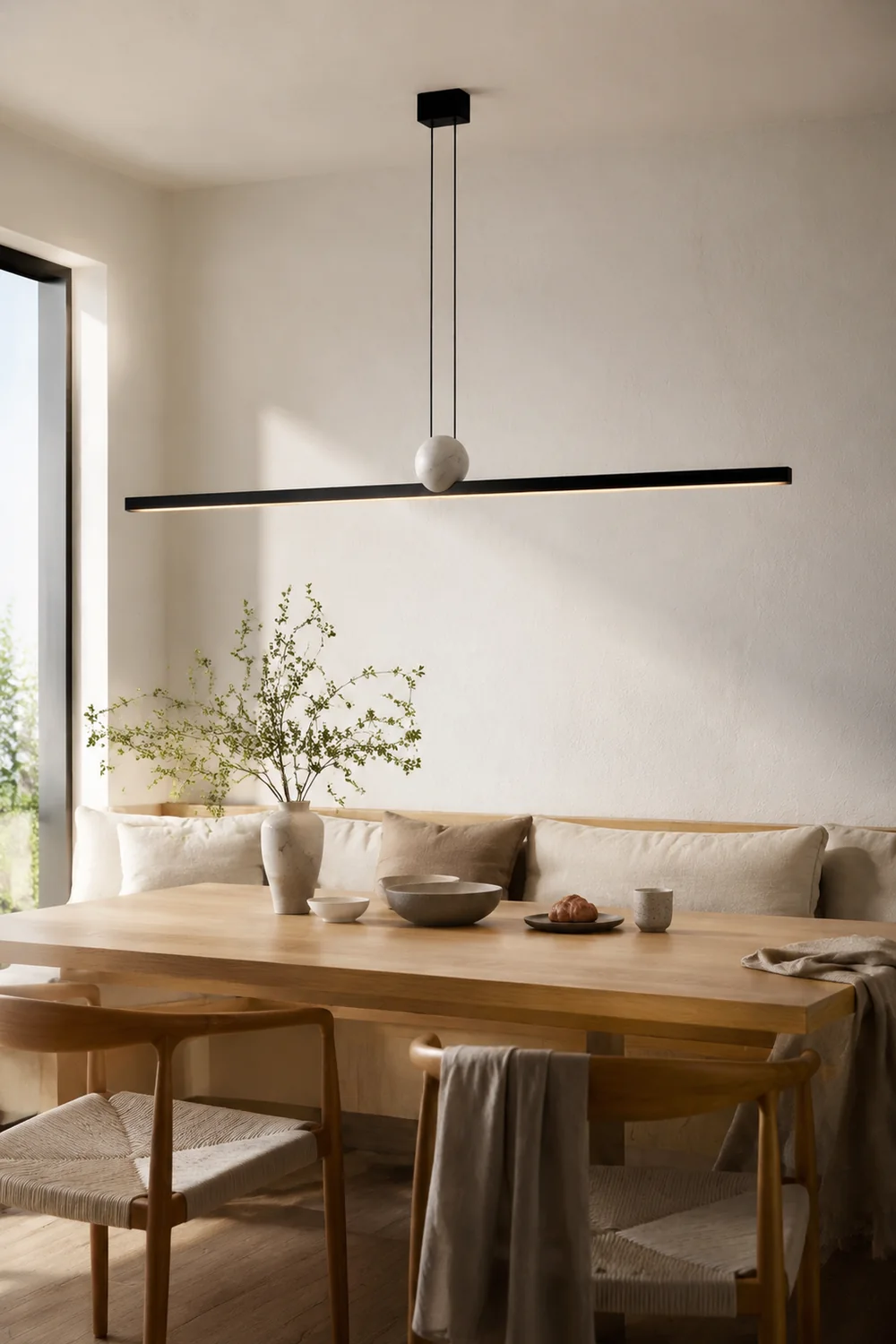 Edge Pendelleuchte 2 Farben, Metall & Marmor, 90/120/150cm - Lumpaz