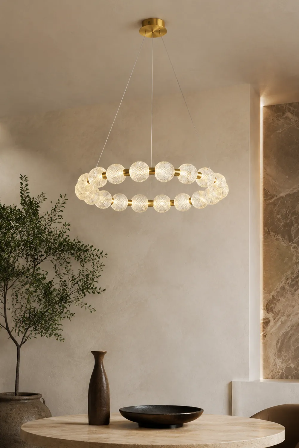 Hailie Pendelleuchte Ring, 62/82/102cm - Lumpaz