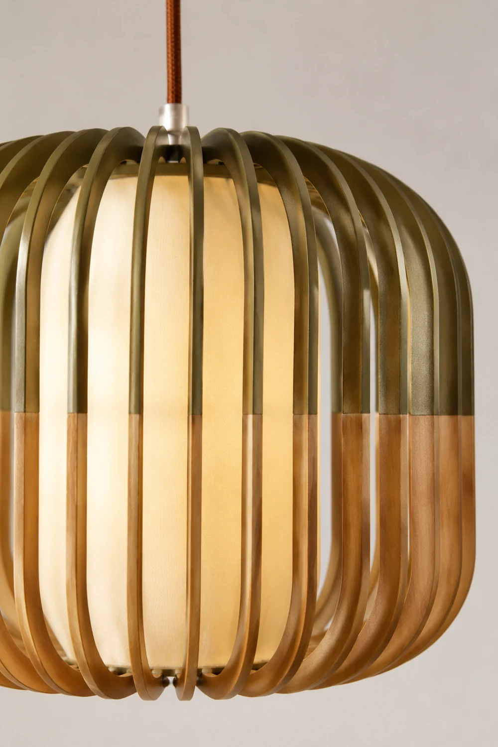Ozawa Pendelleuchte 3 Farbtemperaturen schaltbar, Holz & Stoff, ∅20/30/40cm - Lumpaz