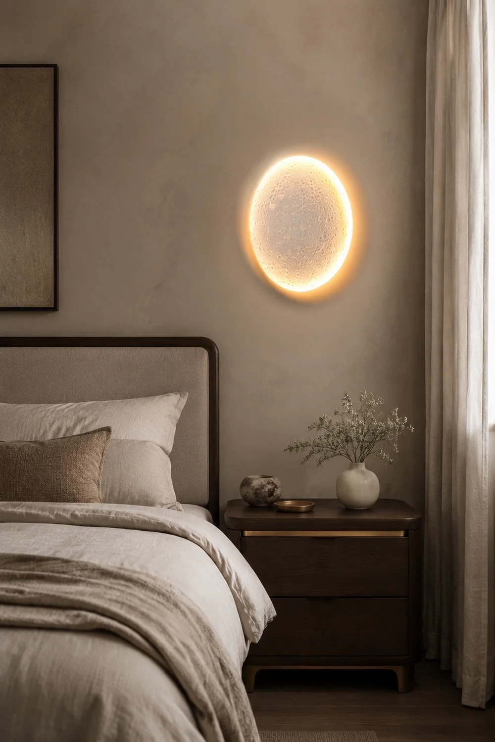 Elif Mond Wandmalerei Lampe Fernbedienung Dimmbar, 2 Stil - Lumpaz