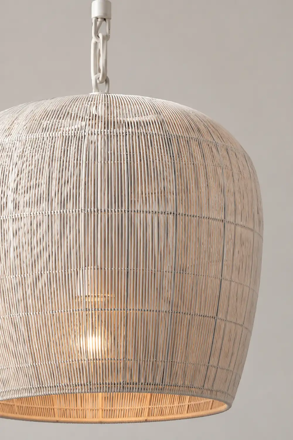 Ritta Weiß & Schwarz Pendelleuchte, Rattan, ∅31/51cm - Lumpaz