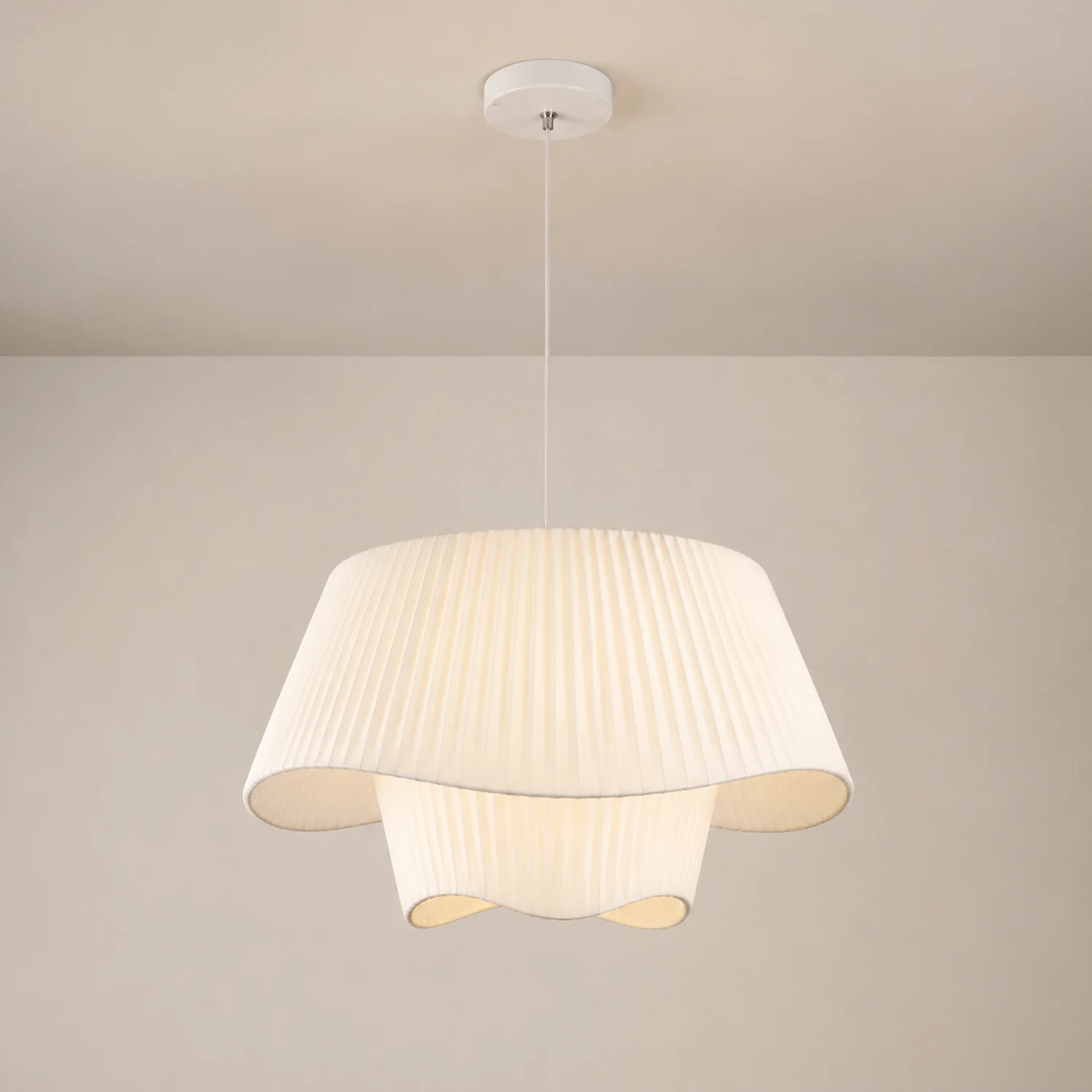 Renée Pendelleuchte 3 Farbtemperatur änderbar, Stoff, ∅50/60cm - Lumpaz