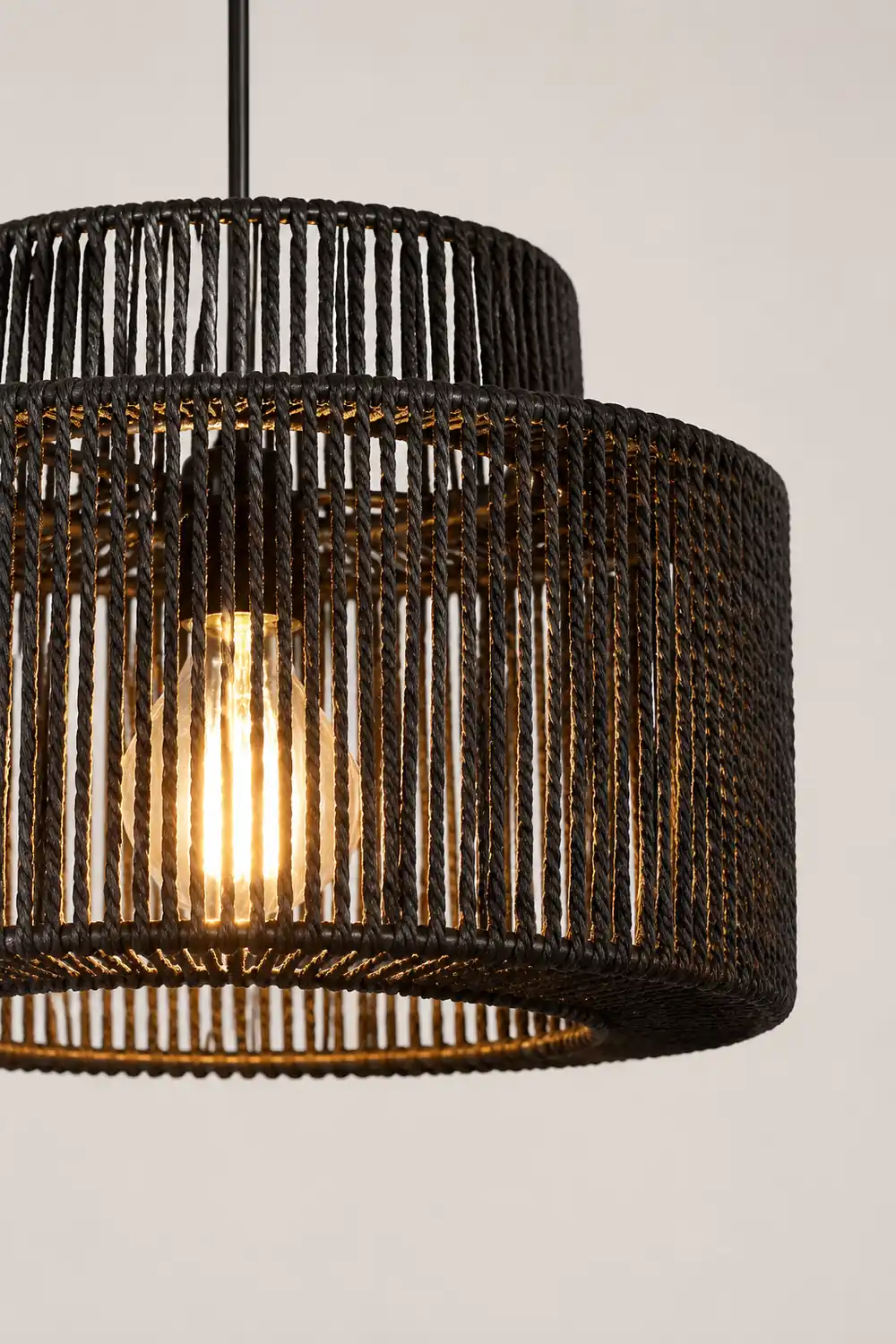 Muto Schwarz Pendelleuchte, Rattan, 2 Stil - Lumpaz