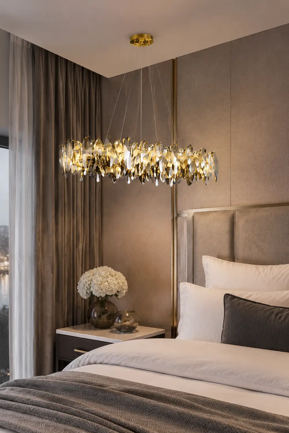 Marilyn Pendelleuchte Farbe Temperatur Schaltbar, Kupfer & Kristall, ∅90/120cm - Lumpaz