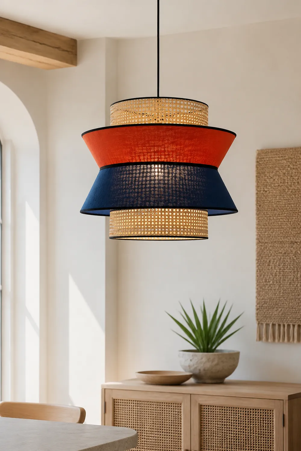 Ritta Pendelleuchte, Orange & Dunkelblau, ∅35/45cm - Lumpaz