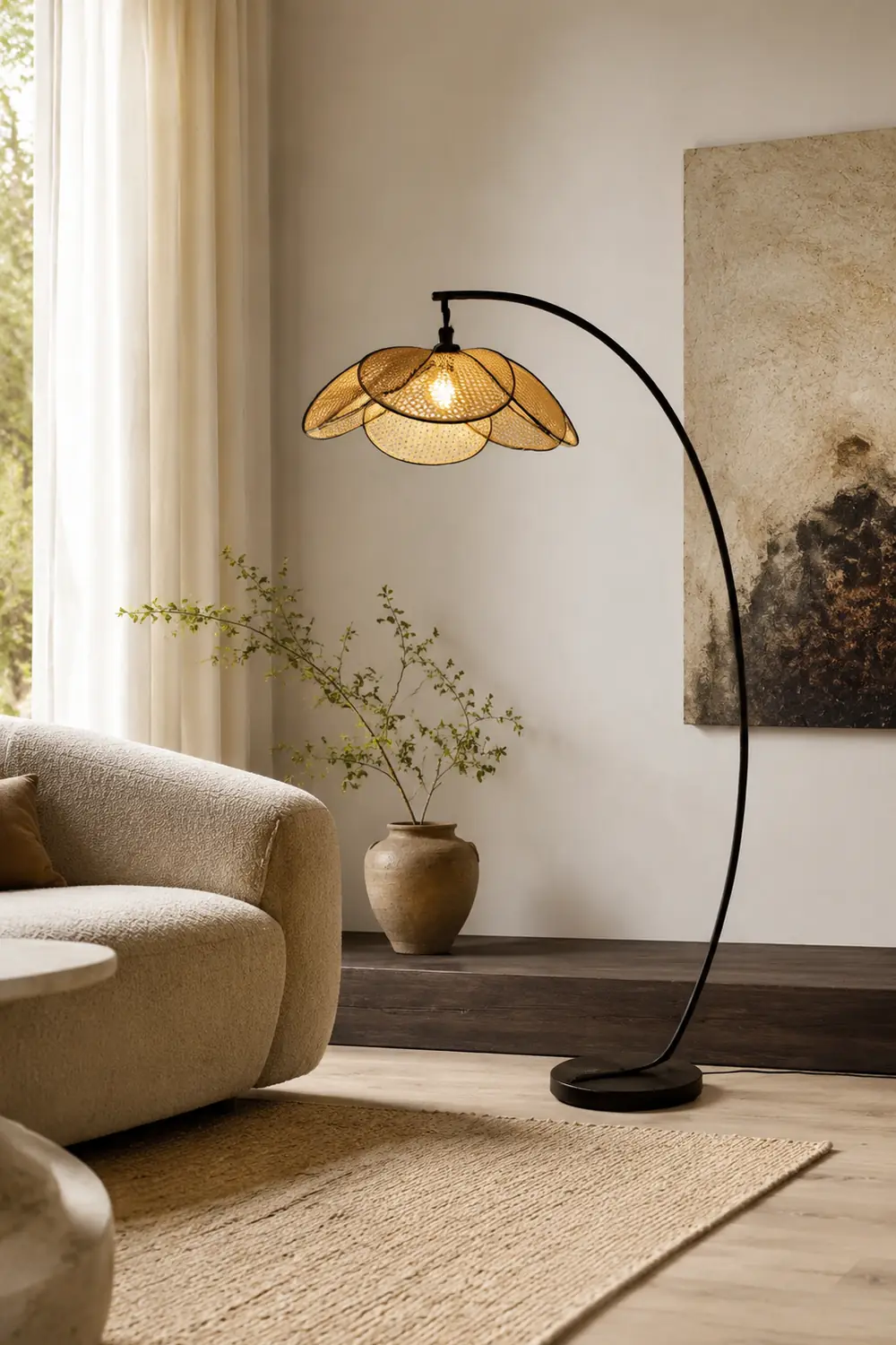 Ritta Stehlampe, Rattan & Weidengeflecht - Lumpaz