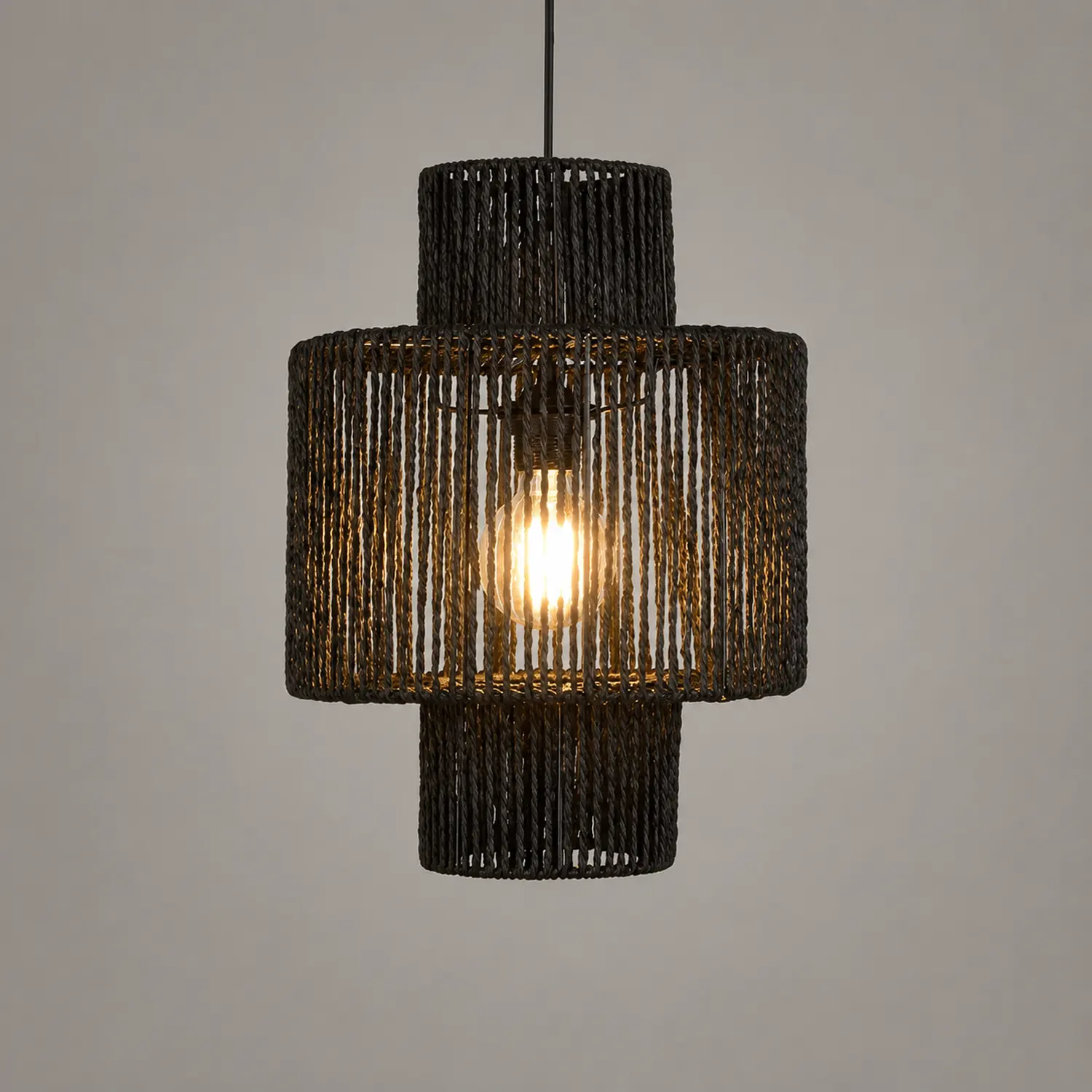 Muto Schwarz Pendelleuchte, Rattan, 2 Stil - Lumpaz