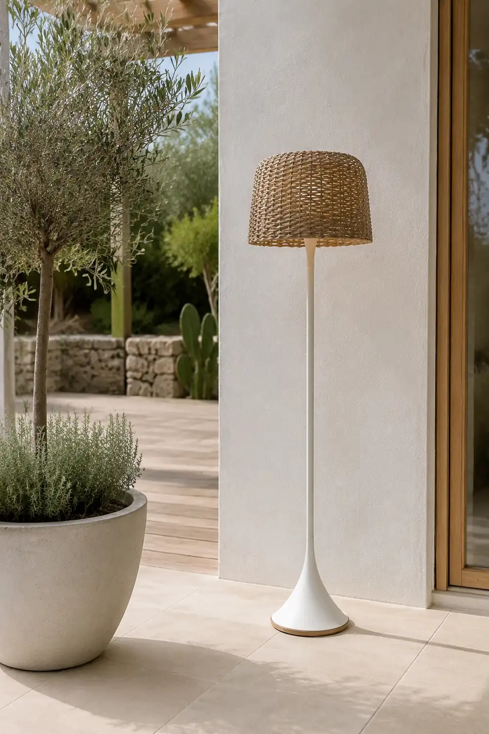 Ritta Wasserdichte Stehlampe für draußen 2 Farben, Rattan - Lumpaz