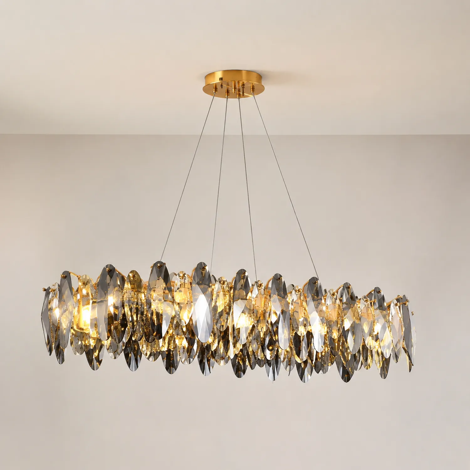 Marilyn Pendelleuchte Farbe Temperatur Schaltbar, Kupfer & Kristall, ∅90/120cm - Lumpaz