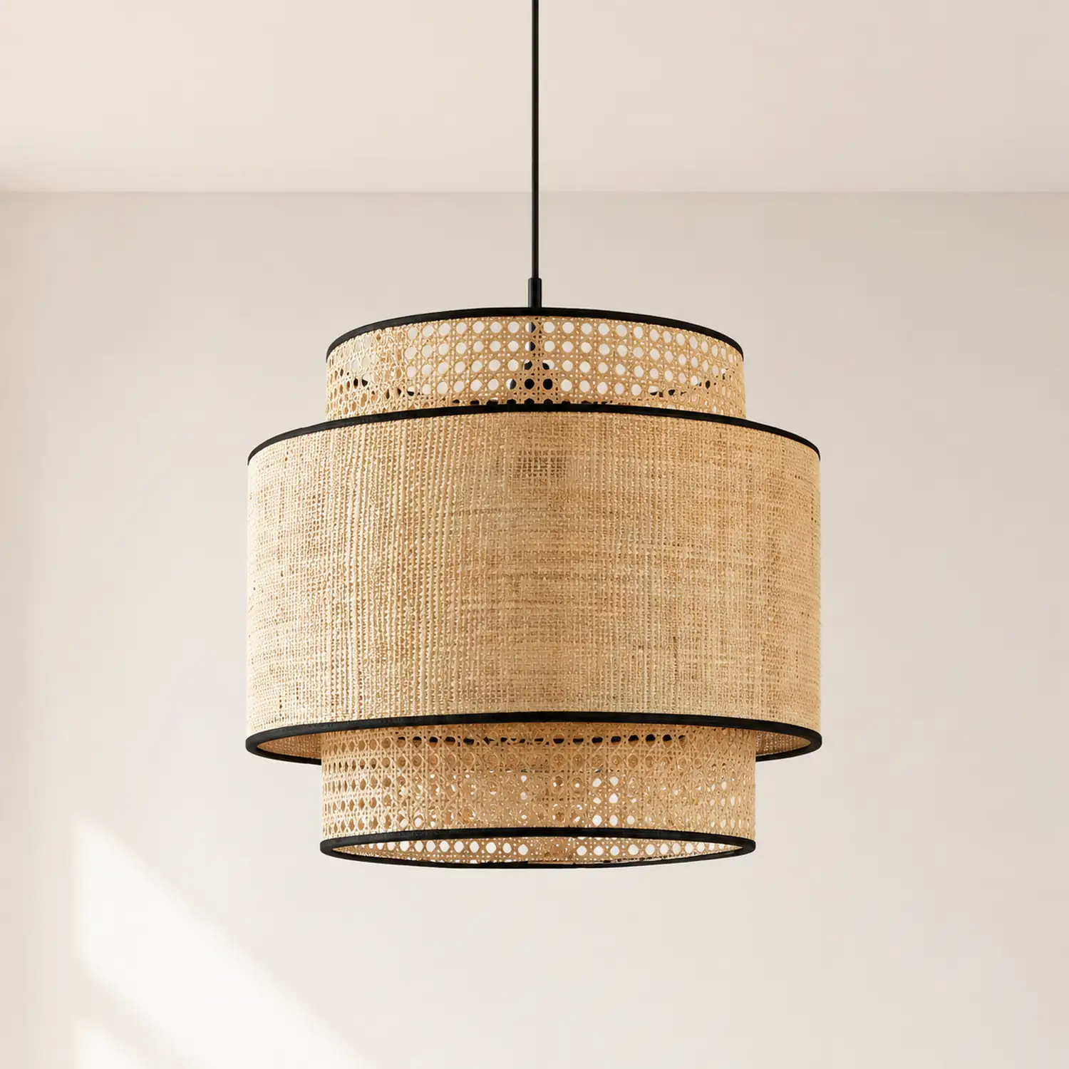Ritta Pendelleuchte dreilagig, Rattan, ∅30/40/60cm - Lumpaz