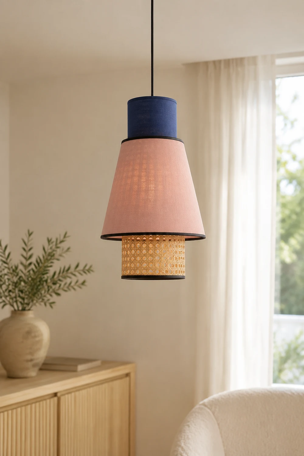 Ritta Pendelleuchte, Rosa & Königsblau, ∅25/30CM - Lumpaz