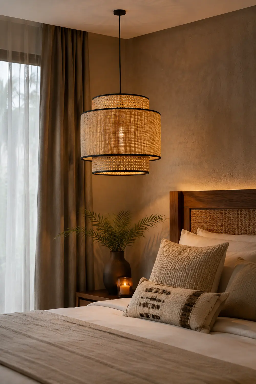 Ritta Pendelleuchte dreilagig, Rattan, ∅30/40/60cm - Lumpaz