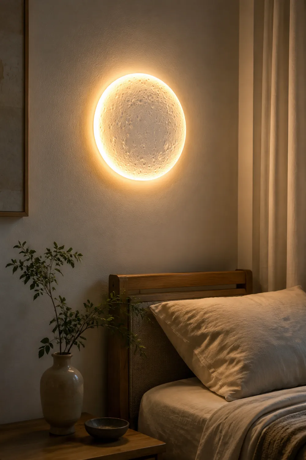 Elif Mond Wandmalerei Lampe Fernbedienung Dimmbar, 2 Stil - Lumpaz