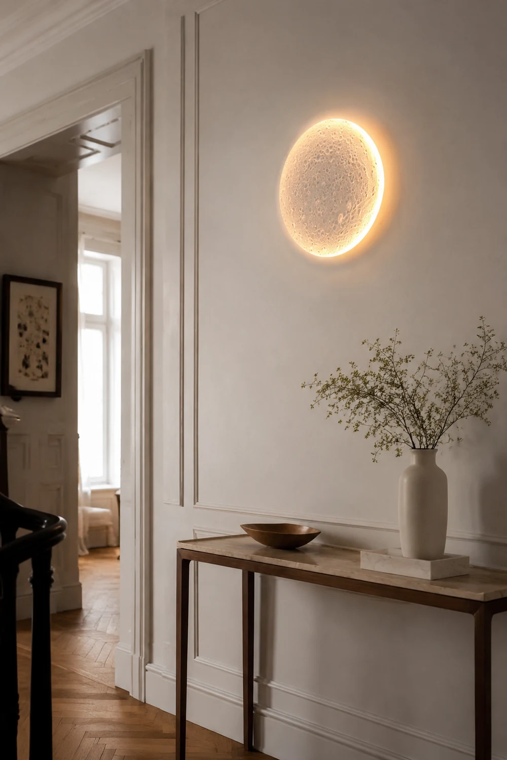 Elif Mond Wandmalerei Lampe Fernbedienung Dimmbar, 2 Stil - Lumpaz
