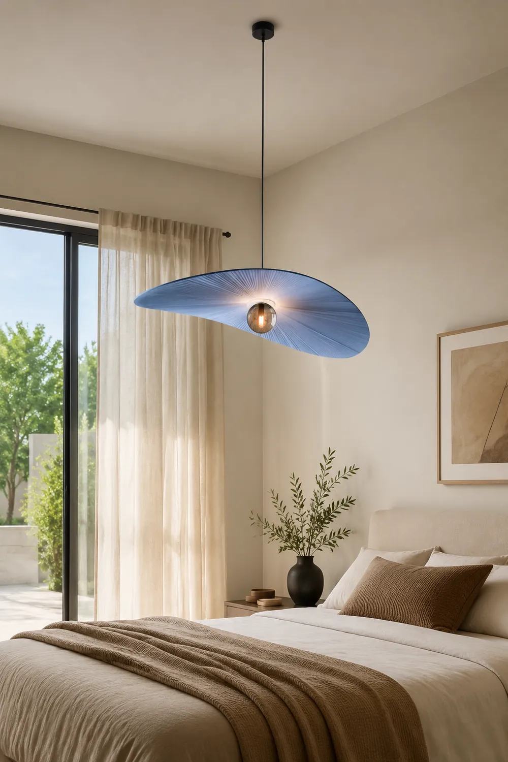 Renée Pendelleuchte 2 Farben, Stoff & Glas, ∅50/60/80cm - Lumpaz