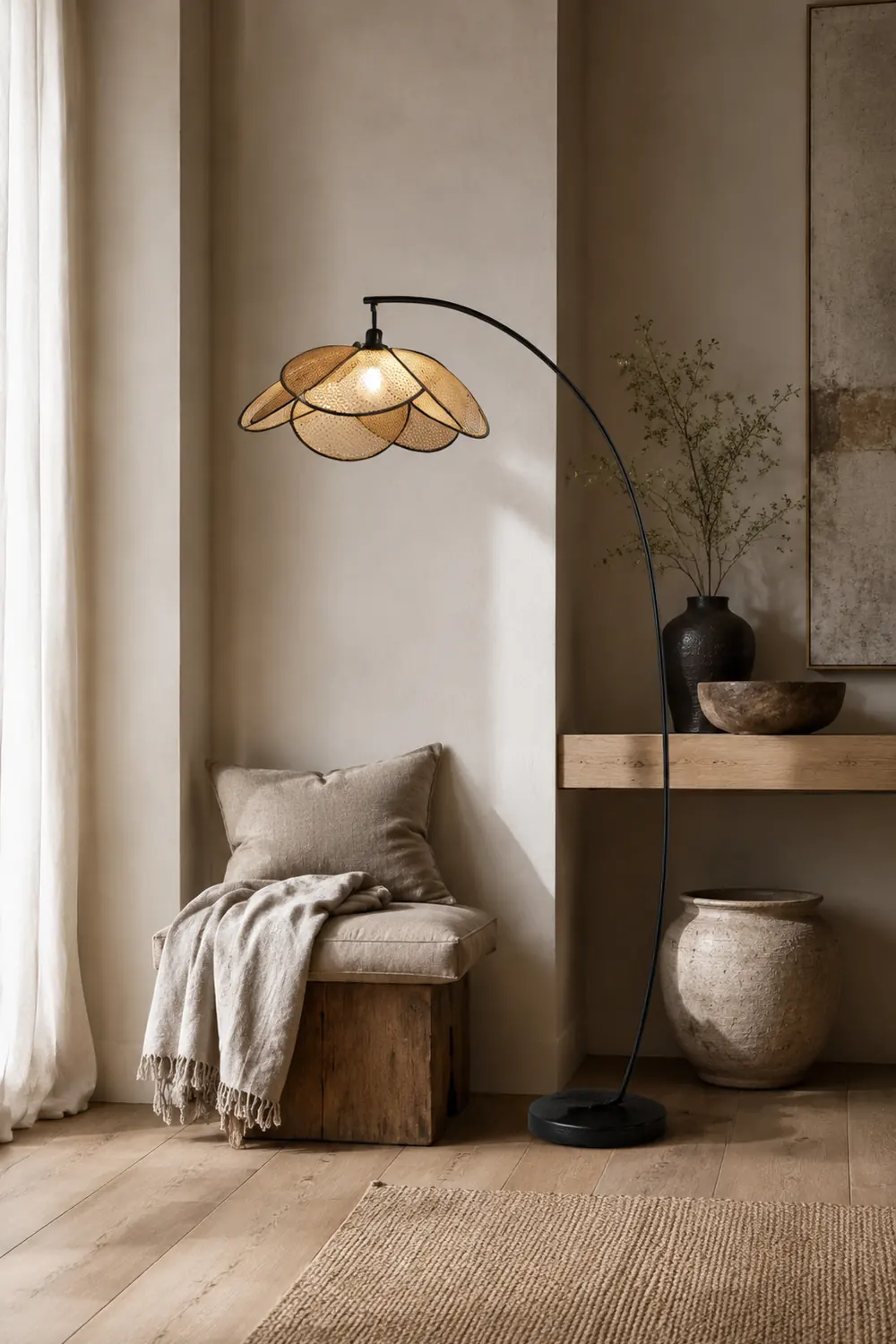 Ritta Stehlampe, Rattan & Weidengeflecht - Lumpaz
