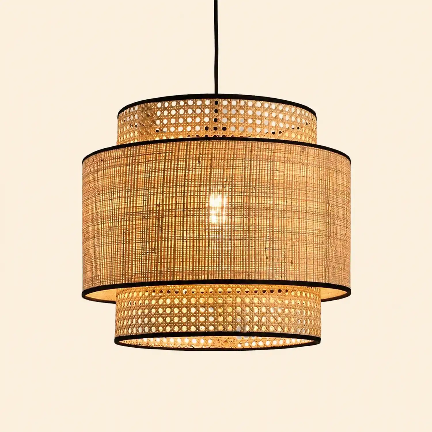 Ritta Pendelleuchte dreilagig, Rattan, ∅30/40/60cm - Lumpaz