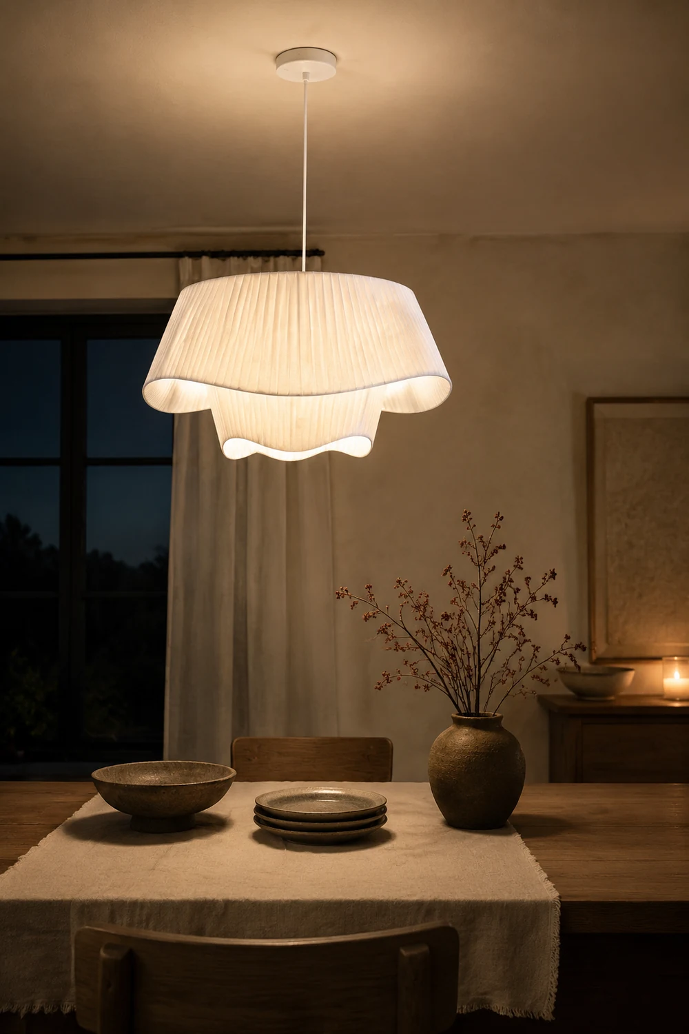 Renée Pendelleuchte 3 Farbtemperatur änderbar, Stoff, ∅50/60cm - Lumpaz