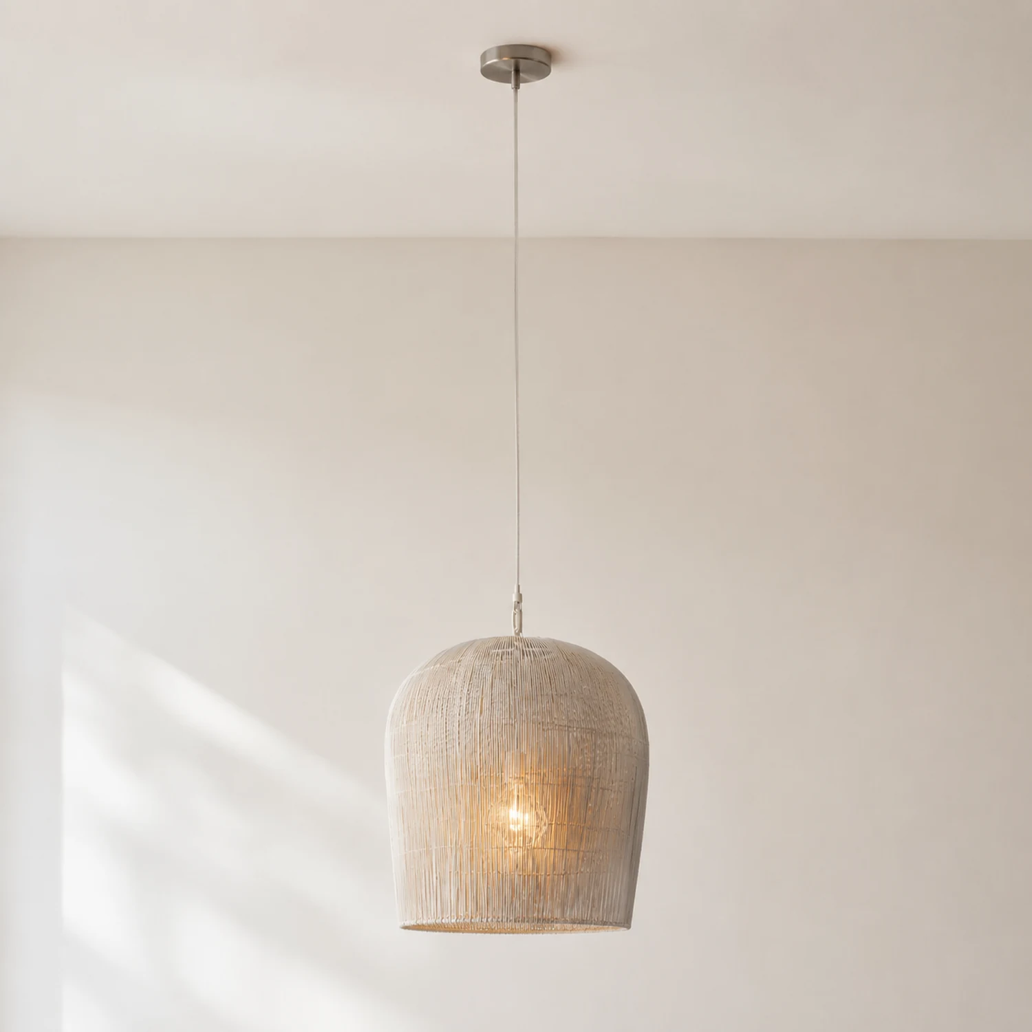Ritta Weiß & Schwarz Pendelleuchte, Rattan, ∅31/51cm - Lumpaz
