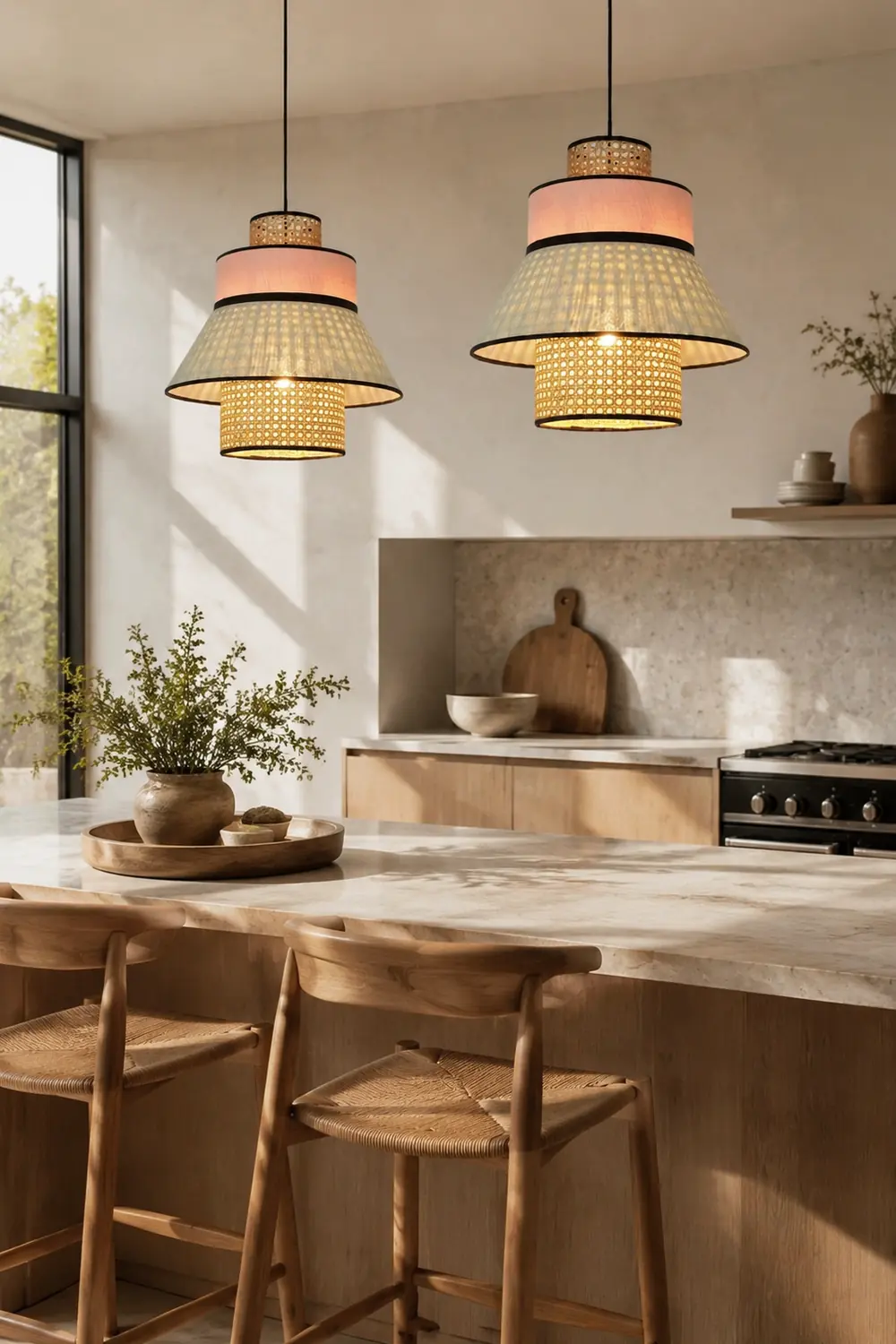 Ritta Rattan Pendelleuchte, 2 Stil, ∅40/50cm - Lumpaz