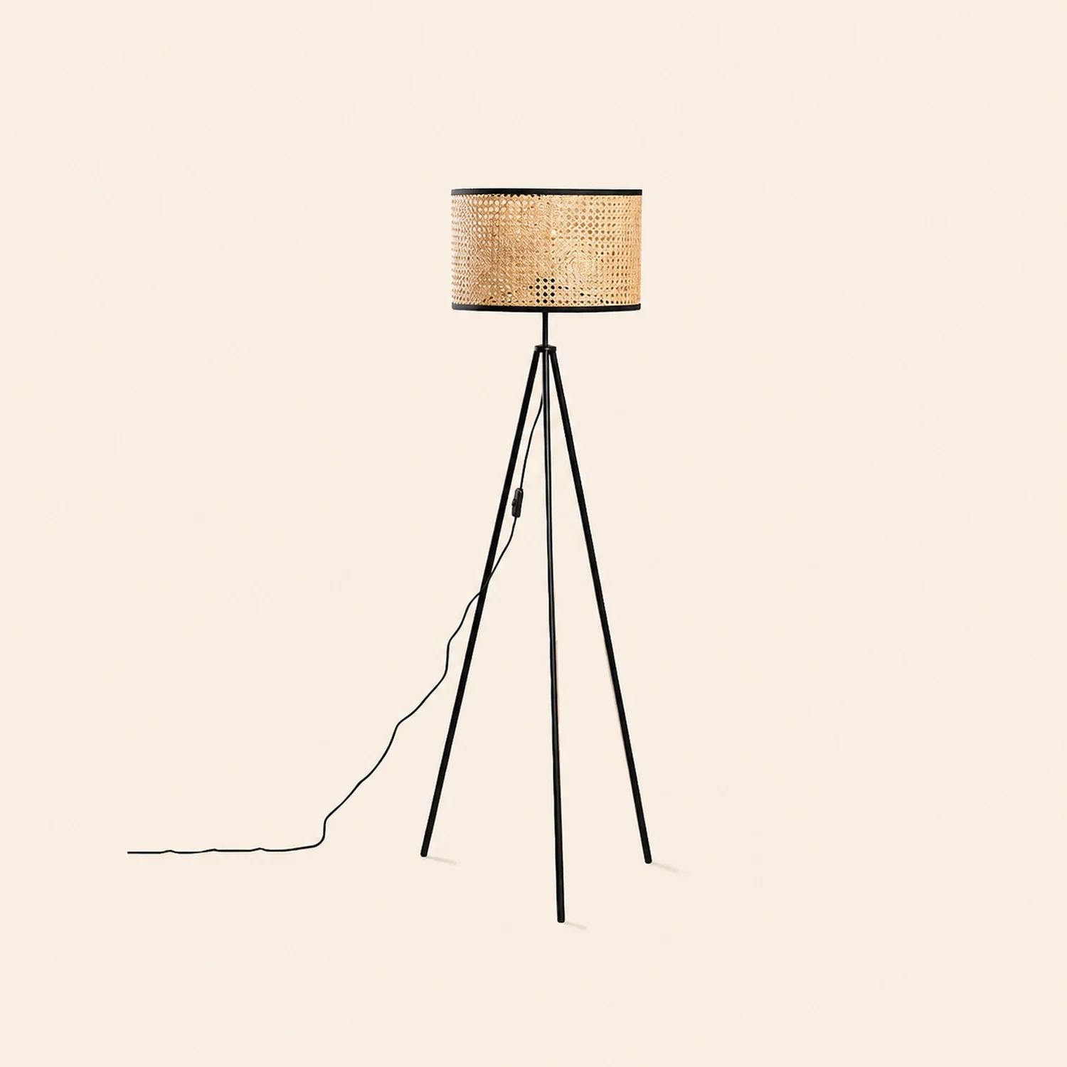 Ritta Tripod Stehlampe, Rattan & Weidengeflecht - Lumpaz