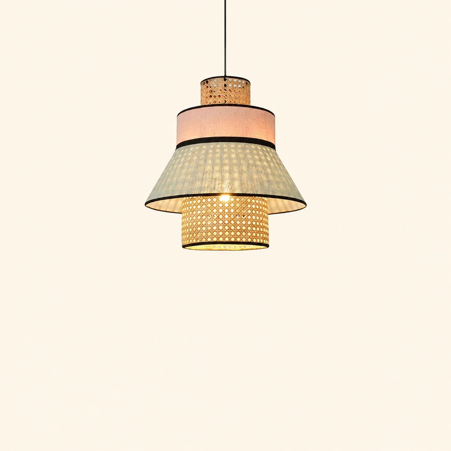 Ritta Rattan Pendelleuchte, 2 Stil, ∅40/50cm - Lumpaz
