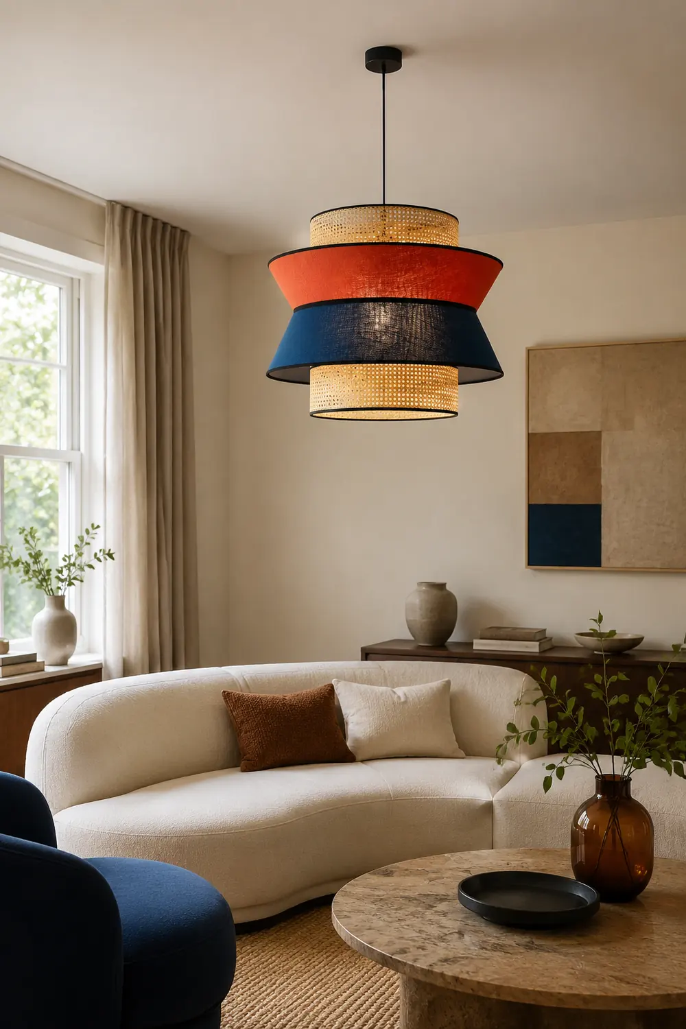 Ritta Pendelleuchte, Orange & Dunkelblau, ∅35/45cm - Lumpaz