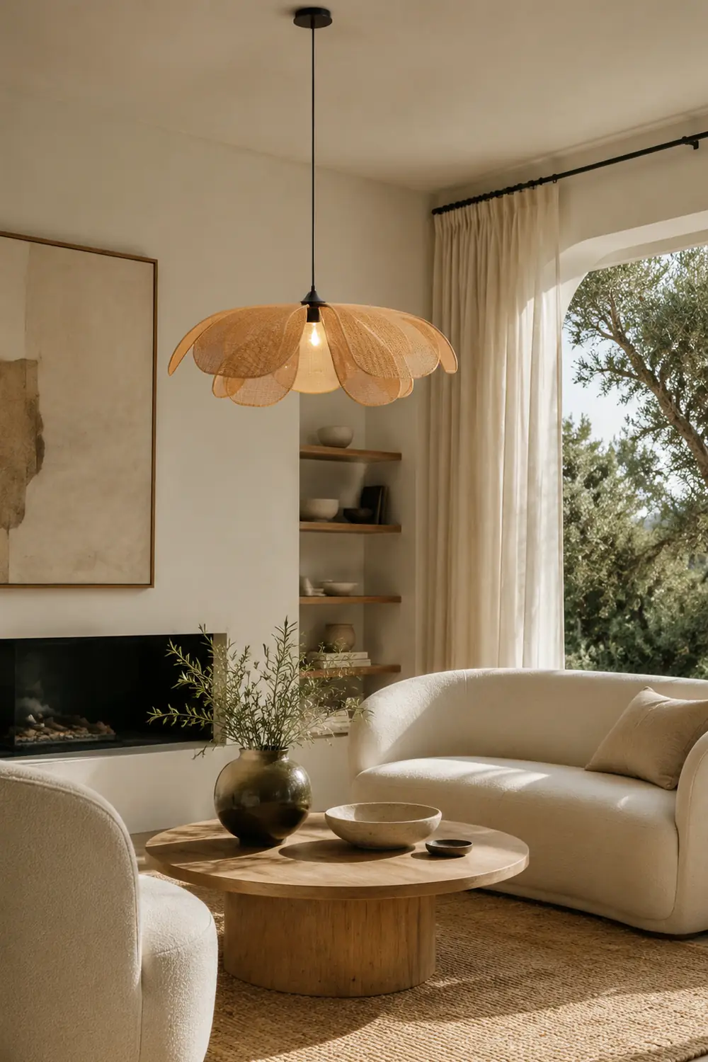 Ritta Pendelleuchte, Rattan & Weidengeflecht, ∅60/80cm - Lumpaz