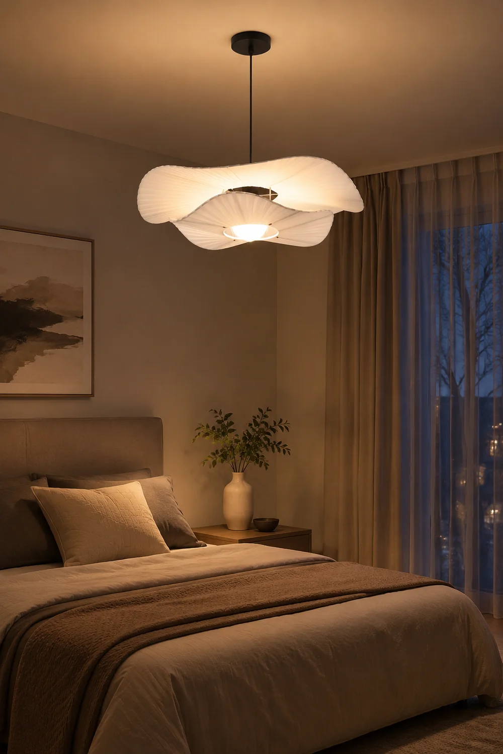 Renée Pendelleuchte 3 Farbe Temperatur umschaltbar, Tücher, ∅60cm - Lumpaz