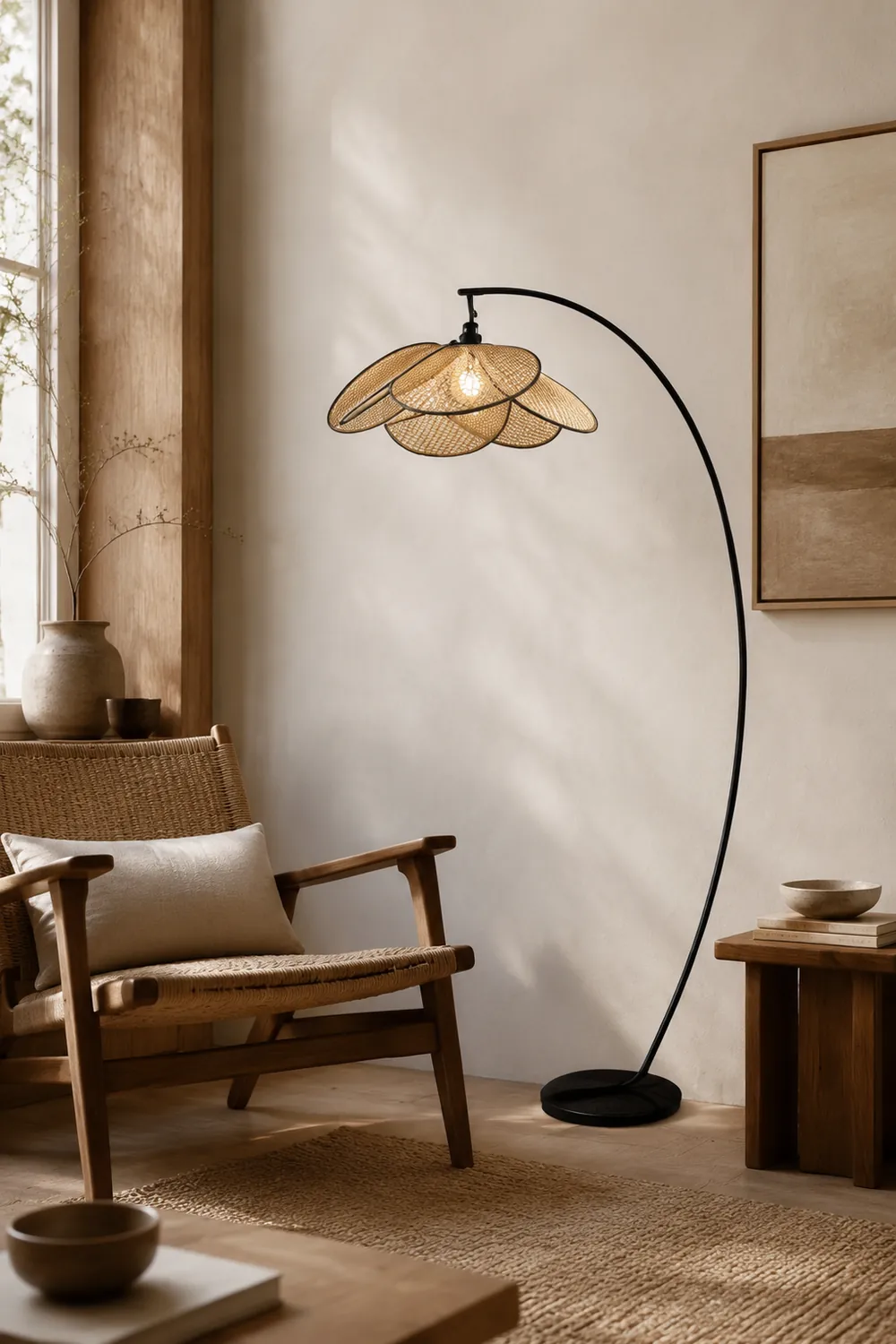 Ritta Stehlampe, Rattan & Weidengeflecht - Lumpaz