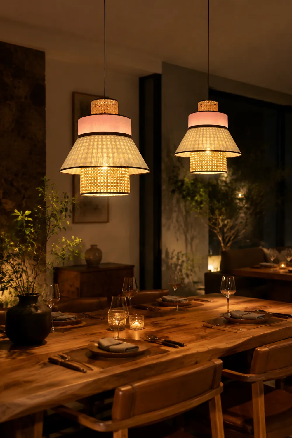 Ritta Rattan Pendelleuchte, 2 Stil, ∅40/50cm - Lumpaz