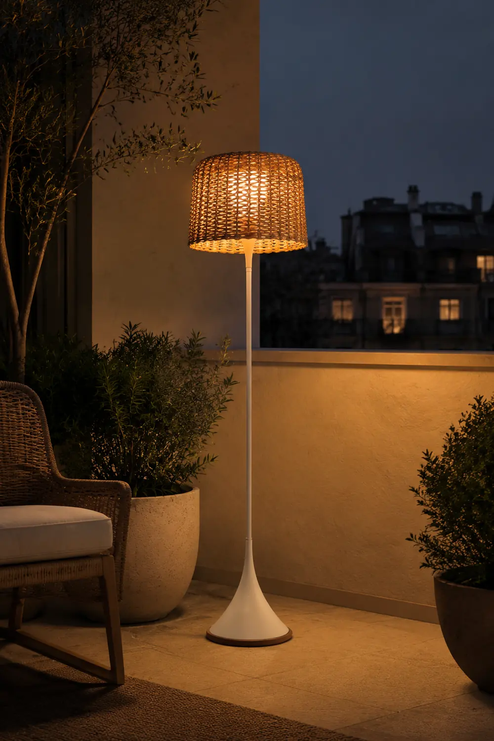 Ritta Wasserdichte Stehlampe für draußen 2 Farben, Rattan - Lumpaz