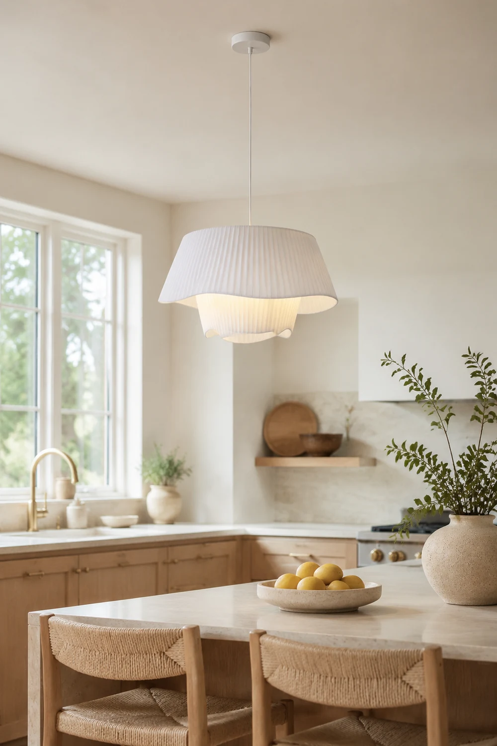 Renée Pendelleuchte 3 Farbtemperatur änderbar, Stoff, ∅50/60cm - Lumpaz