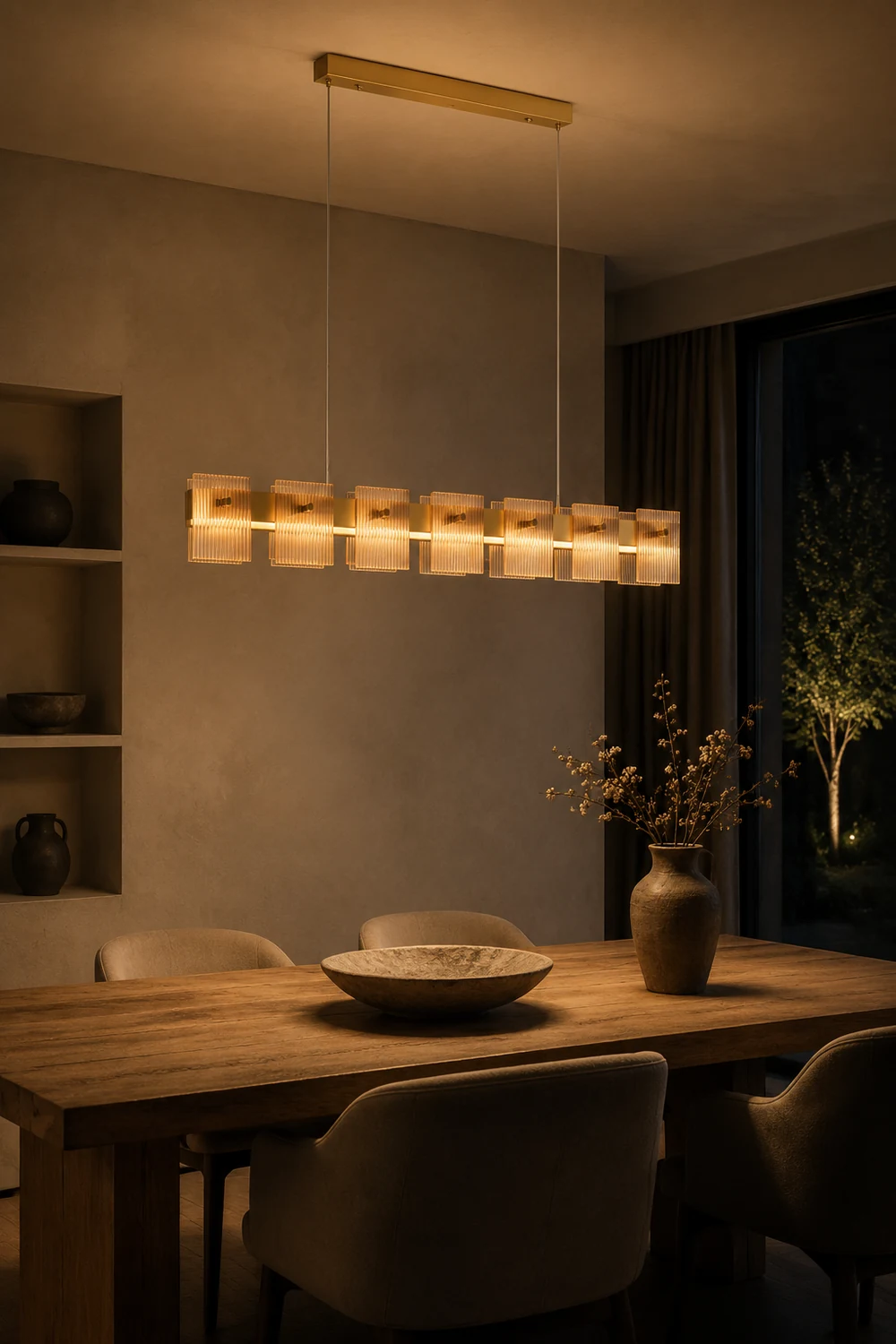 Evette Pendelleuchten Remote 7 Dimmbare Led enthalten, Reines Kupfer - Lumpaz