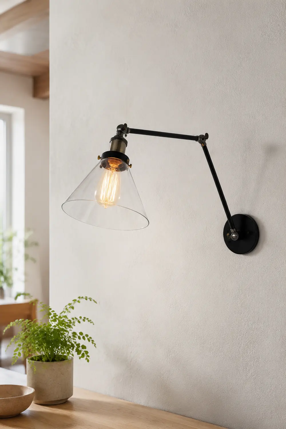 Brady Wandleuchte verstellbar, Metall&Glas - Lumpaz