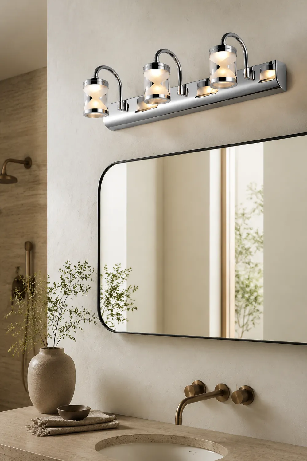 Leigh Spiegelfront Waschtisch-Wandleuchte, L 32/46/62CM - Lumpaz