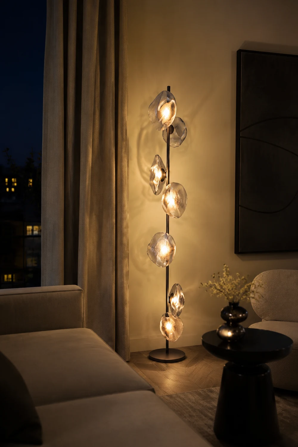 Byers Stehleuchte, 3/6 -flammig, Metall und Glas - Lumpaz