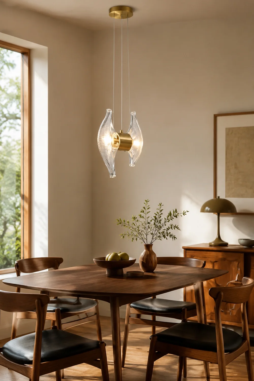 Kirsten Shell Pendelleuchte, Glas & Aluminium - Lumpaz