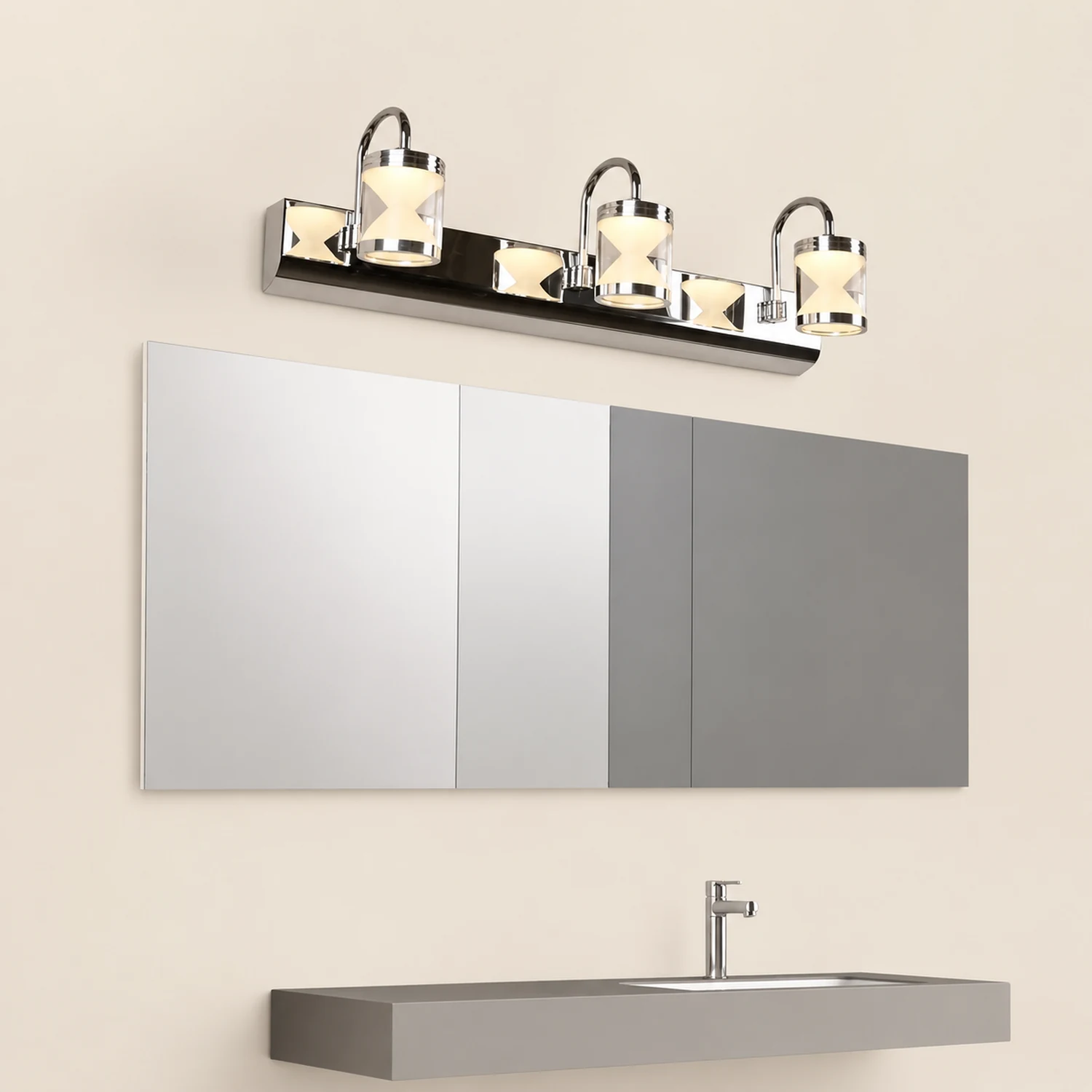 Leigh Spiegelfront Waschtisch-Wandleuchte, L 32/46/62CM - Lumpaz