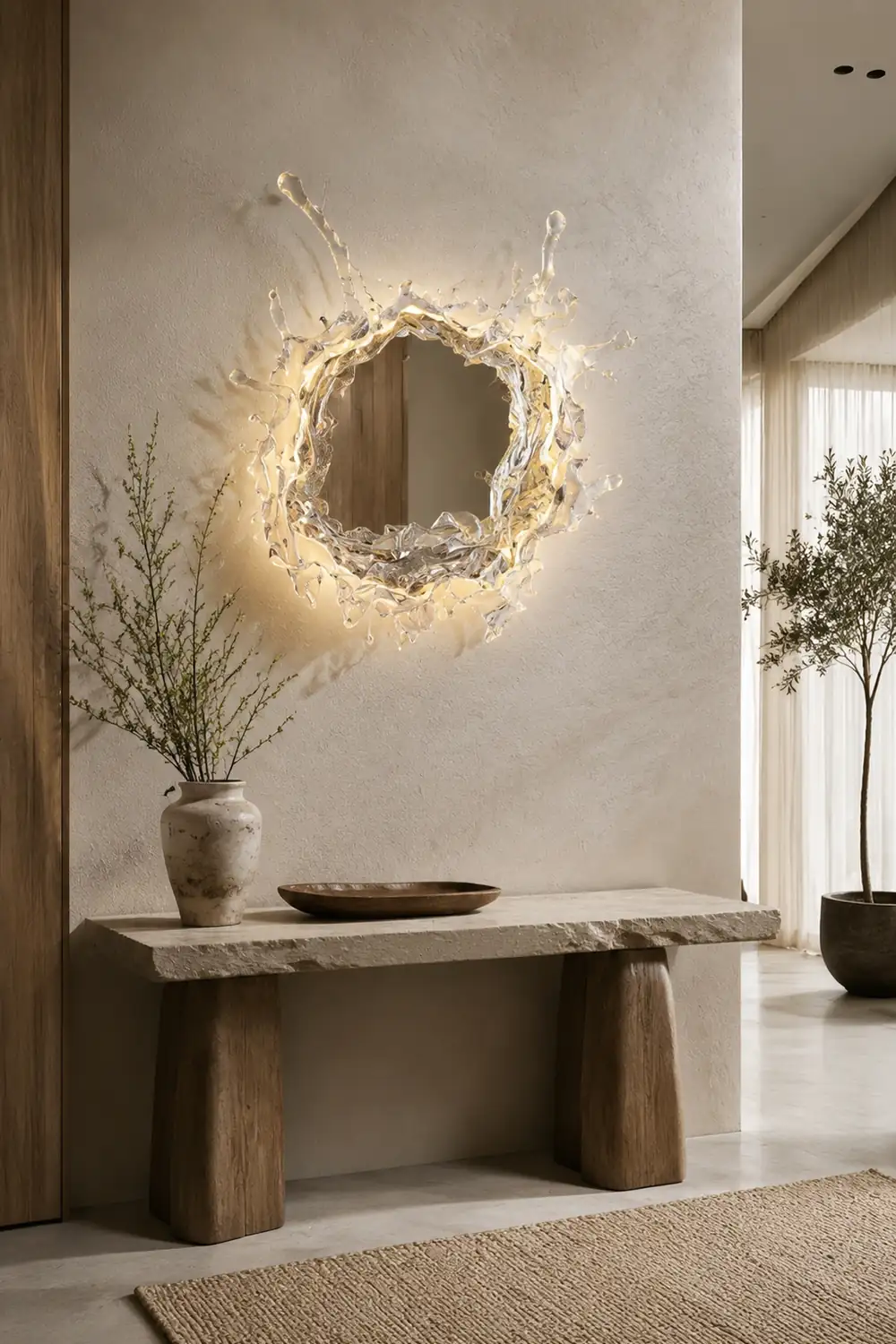 Kristy Wandlampe Wasserrippel Spiegel Licht Farbtemperatur umschaltbar, 2 Farbe, 45/66/88CM - Lumpaz