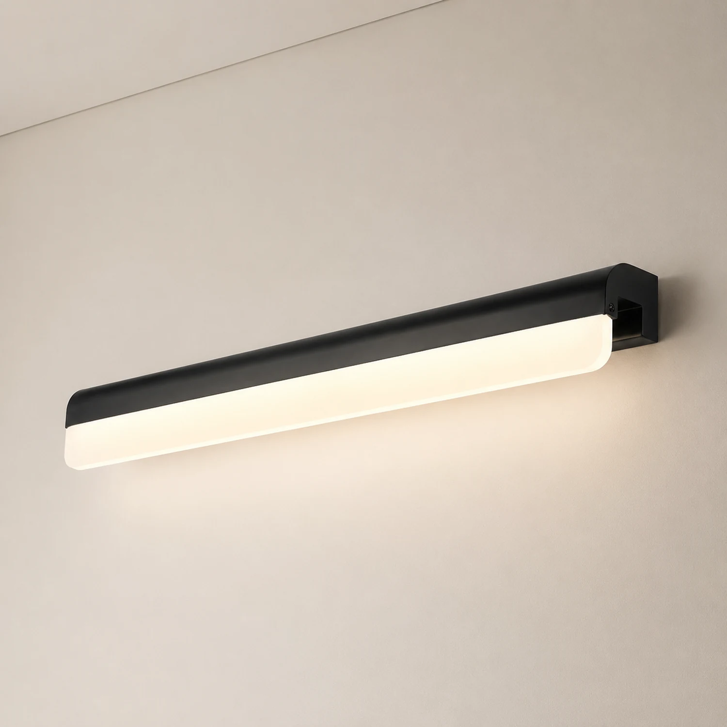 Edge Schwarze & Weiße Spiegelfront Waschtisch-Wandleuchte, L 40/50/60/70CM - Lumpaz