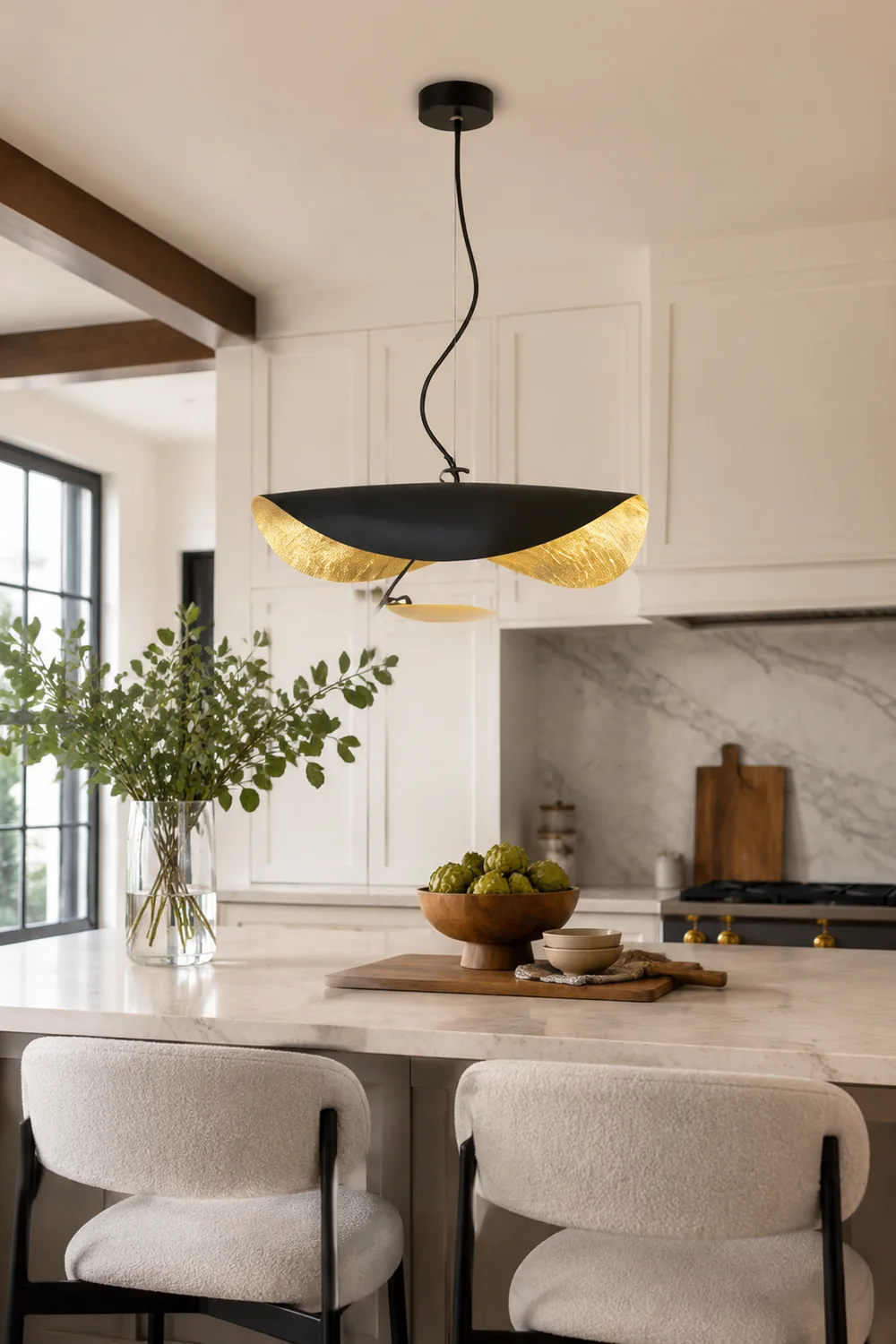Eveline Pendelleuchte 2 Farben, Goldfolie, ∅40/60/80CM - Lumpaz