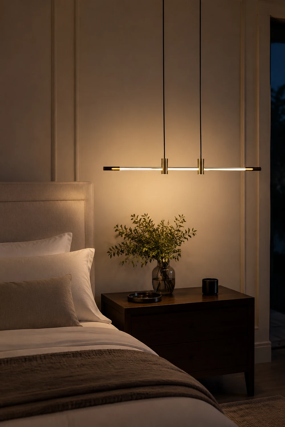 Edge Pendant Light, Metal & Glass, L 120/140CM - Lumpaz