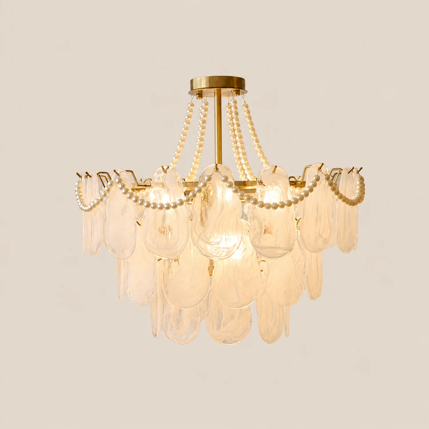 Kirsten Kronleuchter Farbe Temperatur Schaltbar Perle & Glas, ∅50/60/70/80cm - Lumpaz