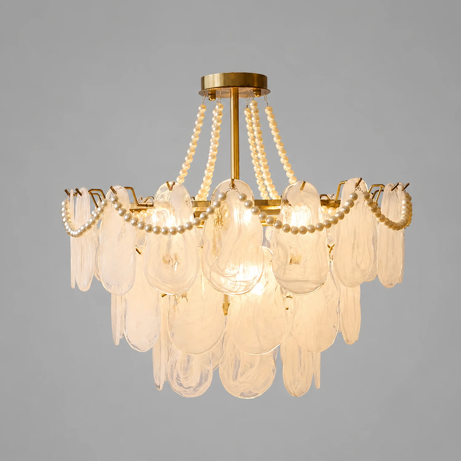 Kirsten Kronleuchter Farbe Temperatur Schaltbar Perle & Glas, ∅50/60/70/80cm - Lumpaz