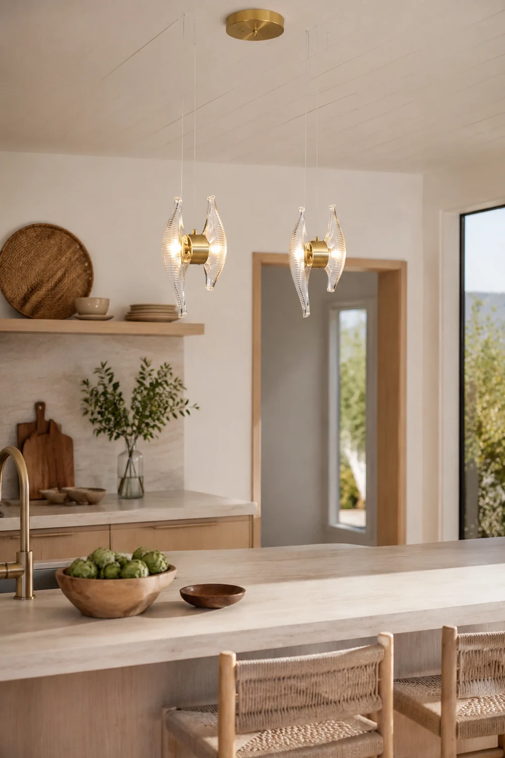 Kirsten Shell Pendelleuchte, Glas & Aluminium - Lumpaz