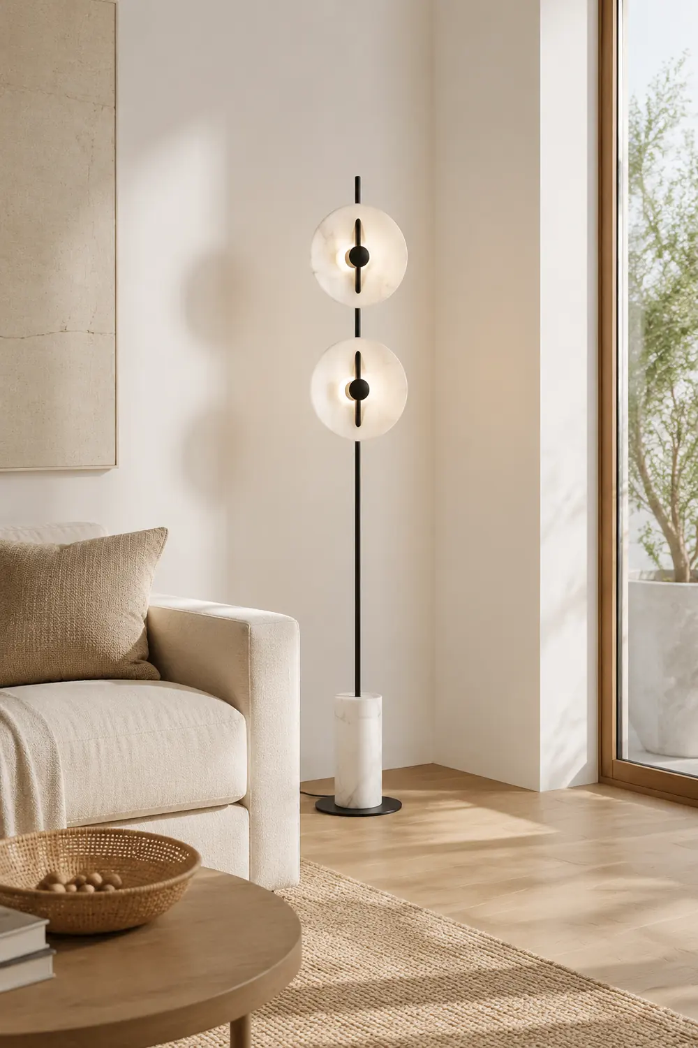 Salgado Stehleuchte, 2 -flammig, Marmor & Metall - Lumpaz